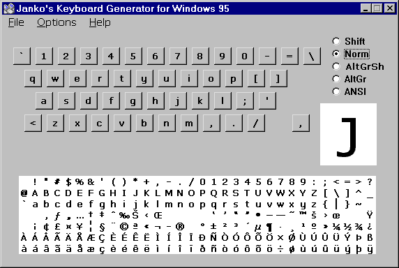 Screen Snapshot of Janko's Keyboard Generator