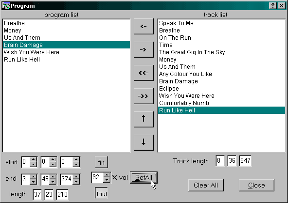 Programming track order